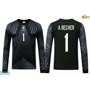 Billiga Brasilien Alisson Becker #1 Målvakt Hemmatröja VM 2026 Långärmad